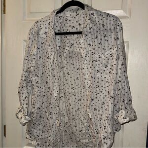 beachlunchlounge White and Black Heart Button Down Shirt